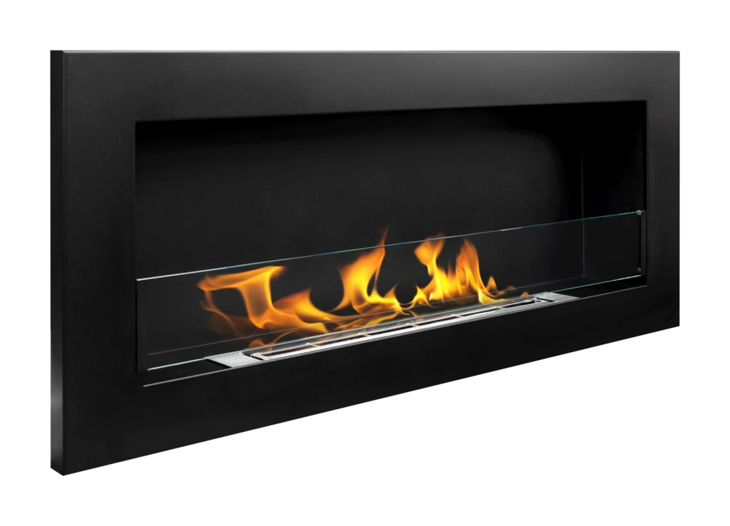 Biokominek 900x400 SLIM Czarny strukturalny z szybą