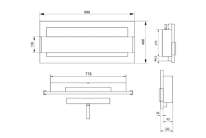 Biokominek 900x400 z szybą Czarny Strukturalny