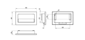Biokominek 650x400 Slim Czarny z szybą