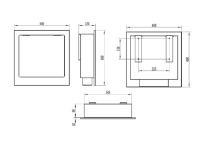 Biokominek wiszący 400x400 czarny strukturalny mat